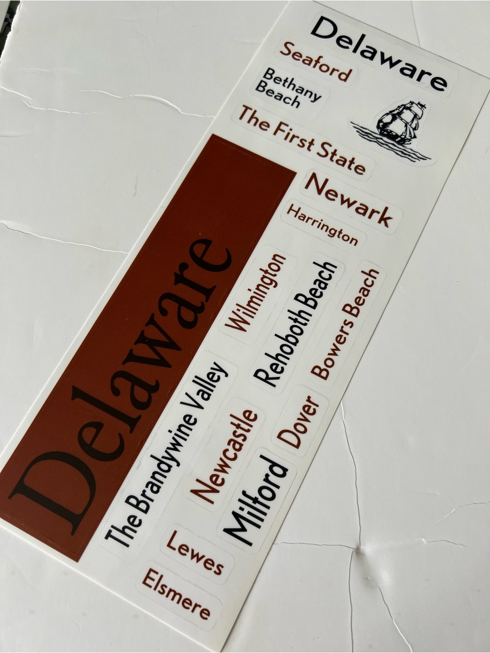 Delaware Cities State Word Art Stickers - Ship